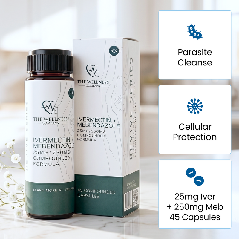 Parasite Cleanse, Cellular Protection, 25mg Ivermectin + 250mg Mebendazole per capsule