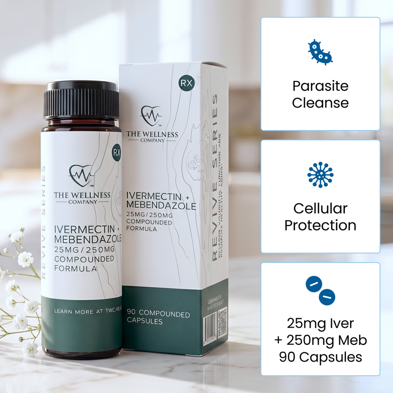 Parasite Cleanse, Cellular Protection, 25mg Ivermectin + 250mg Mebendazole per capsule