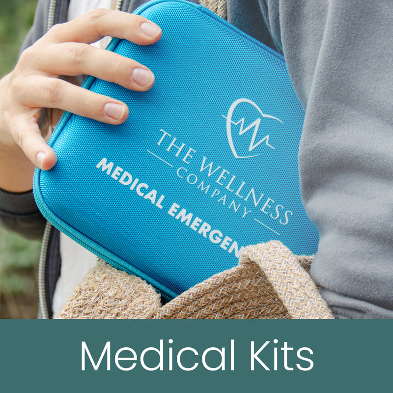 Blue Medical Emergency Kit carried under arm