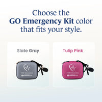 Go-Mini Med Kit color options: Slate Gray and Tulip Pink.