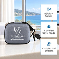 Go-Mini Med Kit in Slate Gray, a compact travel medical kit with prescription, OTC and first-aid supplies.