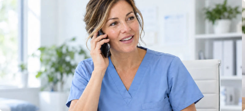 Licensed provider on a phone call reviewing lab results