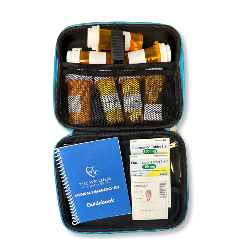 The Wellness Company provides emergency medical kits that include prescription antibiotics.