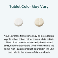 Tablet color may vary, pale yellow or white, made with natural plant-based dyes, no artificial colors
