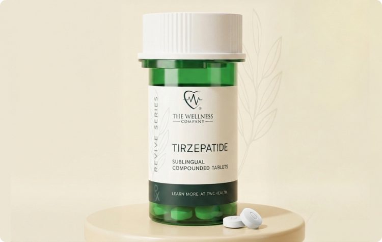 Tirzepatide sublingual compounded tablets bottle with tablets